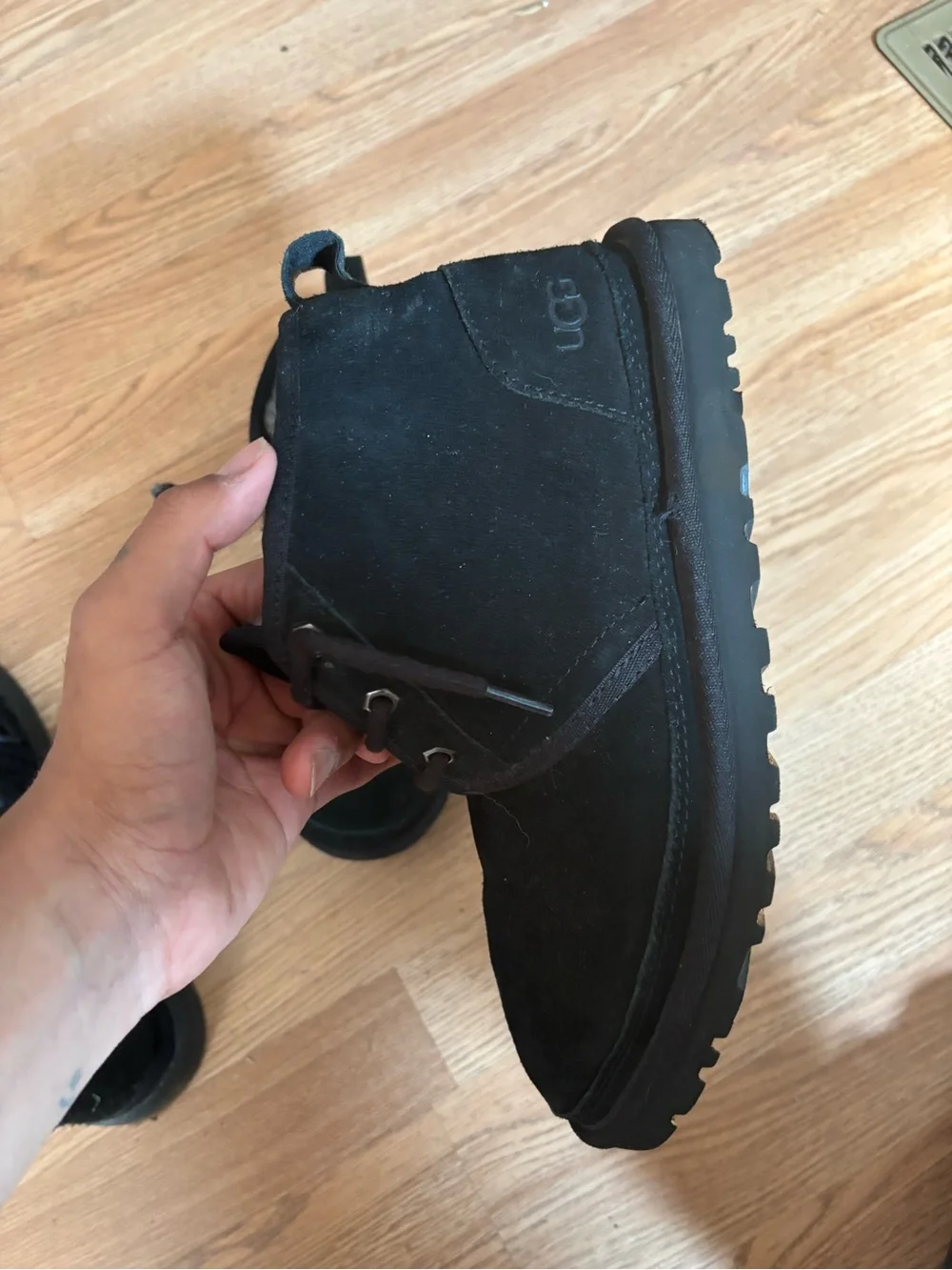 UGG Black Suede Chukka Boots with Shearling Lining
